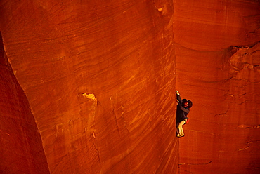 man rock climbing, San Rafael Swell, Utah