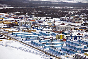 Small oil production village near the oil production city of Surgut in western Siberia, Russia