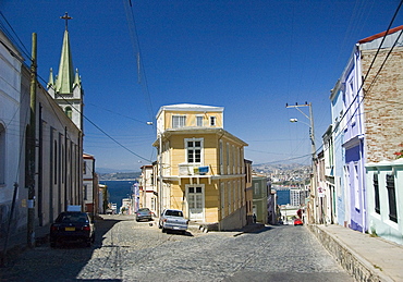 A neighboorhood street in Valparaiso, Chile.