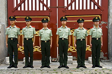 Group of Chinese Policemen in Formation. Temple of Heaven, Beijing. China