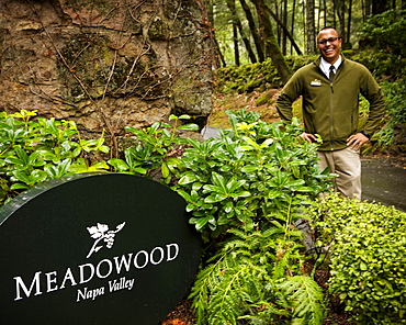 The entrance to Meadowood Resort and Spa.