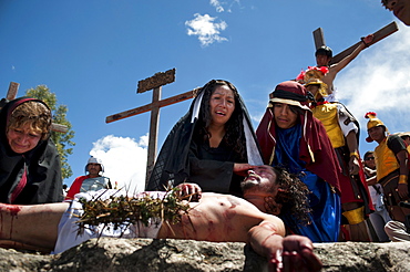 Actors perform a living stations of the cross on Friday during Holy Week in Ayacucho, Peru.