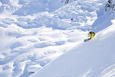 A man skis in Haines, AK