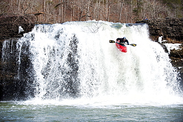 A professional kayaker boofs falls in Tennessee.