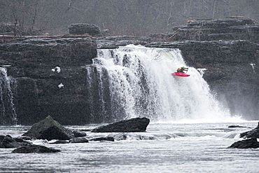 A professional kayaker boofs falls in Tennessee.