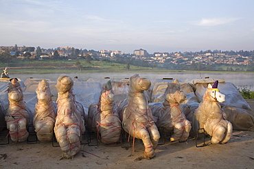 Wrapped statues in amusement park in Kigali, Rwanda