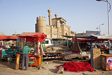 Street life in Yarkand, Xinjiang, China.