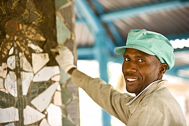 Rugerero villager working on Genocide Memorial.