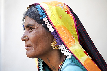 Indian woman with scarf.