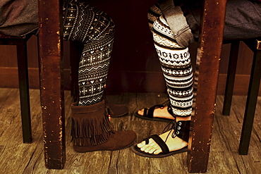 Legwarmers at a noodle shop in Danshui, Taiwan, November 1, 2010.