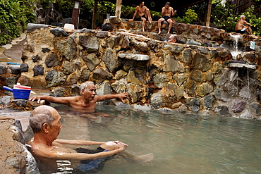 Taiwanese men relax in the thermal pools of Millenium Hot Springs in Beitou, Taiwan, November 5, 2010.