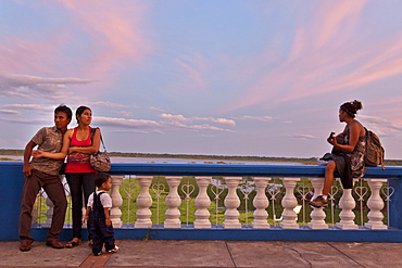 Sunset along promenade in Iquitos, Peru