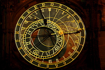 Astrological Clock in the City Council Building of the Old City, Prague.