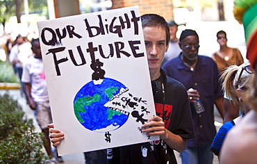 Protesters gather to march through the streets of downtown Birmingham, Alabama.