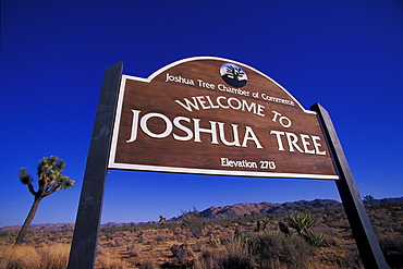 The welcome sign to Joshua Tree National Park, California.