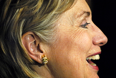 Hillary Clinton speaking to a crowd at the Manchester School of Technology. Her speech outlined what she called a new progressive plan to address growing income inequality in America.  She spoke to about 200 people.  At the end of her speech she shook a few hands, posed for photos and departed.