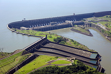 The massive Itaipu Dam (second in size only to China's Three Gorges) on the Parana River, Brazil.