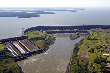 The massive Itaipu Dam (second in size only to China's Three Gorges) on the Parana River, Brazil.