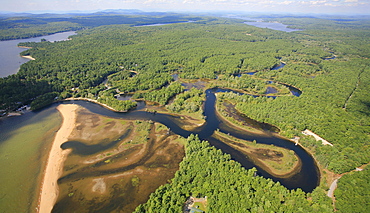 Songo River from the air  with Sugarloaf in background.