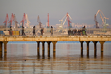 Baku, Azerbaijan - February 2008: The oil rich port city of Baku, in Azerbaijan on the shores of the Caspian Sea.