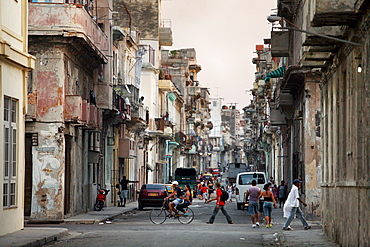 An urban street scene in Old Havana, Cuba.