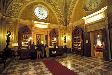 The main sales room of the Santa Maria Novella pharmacy in Florence, Italy. Established 600 years ago by Florentine monks, Santa Maria Novella is today a trendy purveyor of perfumes, soaps and elixirs.