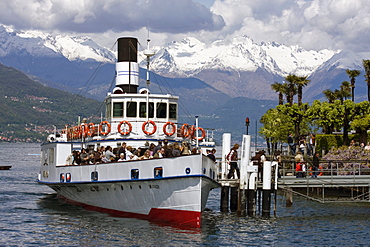 Boat docked at Bellagio on Lake Como, Italy.