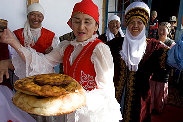 Kyrgyz women in festivity mood.Daroot-korgon, Kyrgystan.