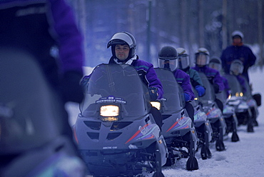 A snowmobile tour in Yellowstone.