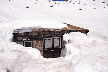 A climbers refuge called Refugio San Jose on Volcan San Jose in the Andes mountains of Chile