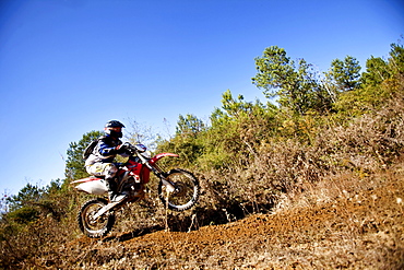 A motorcyclist rides through the brush in an Enduro race in Maplesville, Alabama. (Motion Blur)