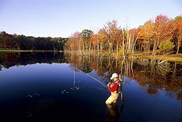 A person fly fishing in Pennsylvania.