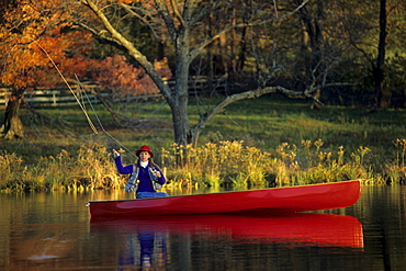 A person fly fishing in Pennsylvania.