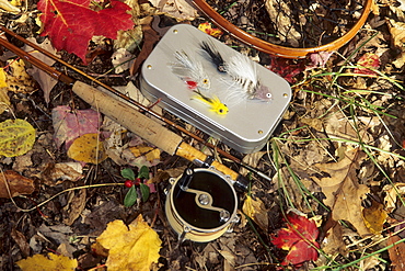 A close up of fly fishing tackle in Pennslyvania.