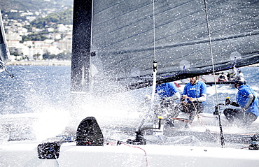 The GC32 is the one design for the Great Cup Racing circuit, at the Extreme Sailing Series, Nice, Alpes-Maritimes, France. Day Two.