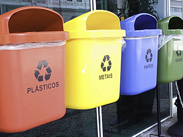 Recycling bins, Rio De Janeiro, Brazil, Rio de Janeiro, , Brazil