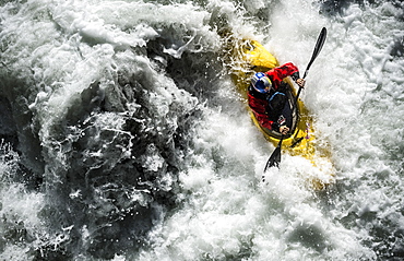 Red Bull sponsored kayaker Aniol Serrasolses (ESP) riding the Ötztaler Ache-River during the Adidas Sickline Extreme Kayaking World Championship 2014 in Oetz, Austria.