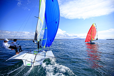 49 and 49erFX training in preparation for the ISAF world in Santander, Spain.