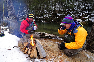 Nothing beats campfire coffee on a freezing cold fishing day.