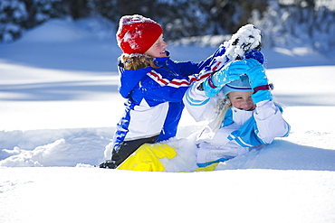 Elsie DuBois and Mary Bocock Playing in the Snow in Park City Utah