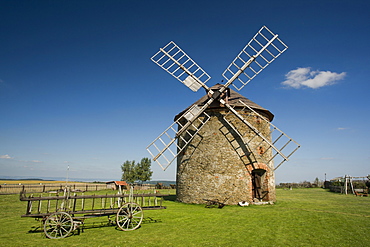 An old wind mill near the town of Vilemov in eastern Czech Republic. The mill is a fully operational flour mill.