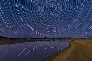 Star trails over Lunar Lake Playa, Remote Central Nevada Backcountry