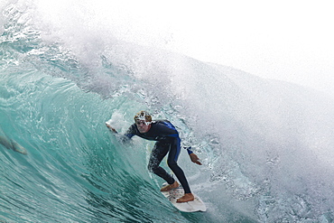 James Woods inside a tube or barreling wave. Fuerteventura, Canary Islands