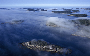 Aerial view of the Deer Island Thoroughfare near Stonington, Maine, United States