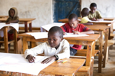 Students work on a project at the Kiziba Refugee Camp in Kibuye, Rwanda.