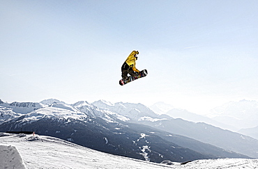 James Phillips snowboarding at Les Arcs