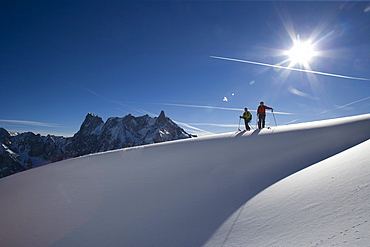 Skiing in Envers du Plan, Mont Blanc Massive, France