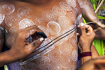 Theyyam ritual performed in the area of Kannur, Kerala, India.