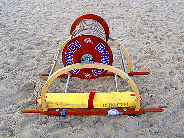 Surf life saving team in a training session at Bondi Beach in preparation of a surf carnival.