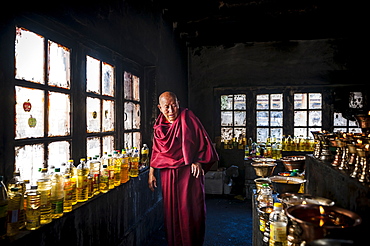 A monk in Hemis monastery, Ladakh, India.